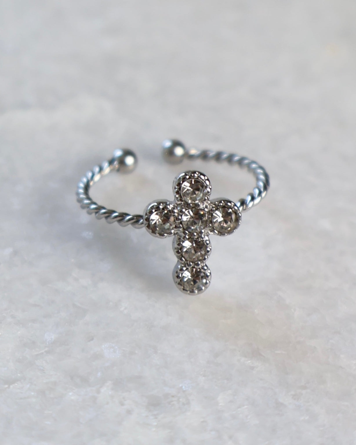 Dainty Silver Cross Ring