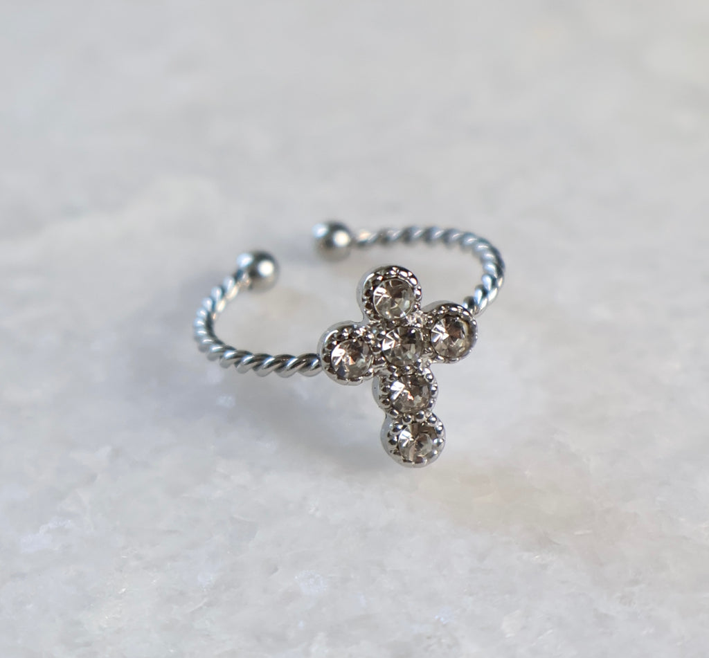 Dainty Silver Cross Ring