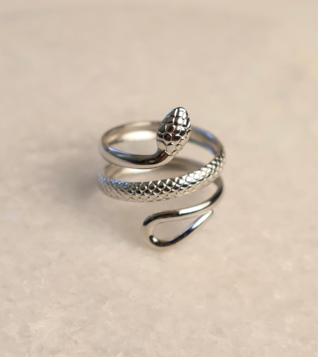 Silver Snake cz ring