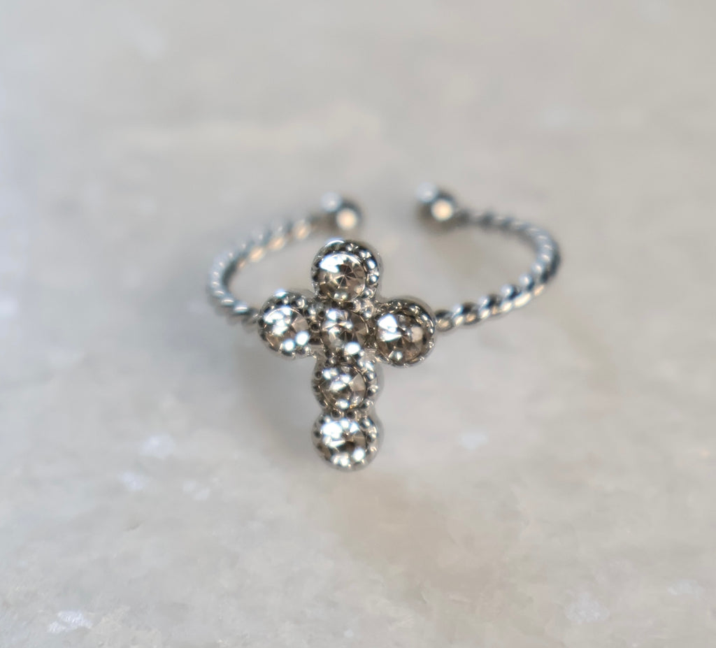 Dainty Silver Cross Ring