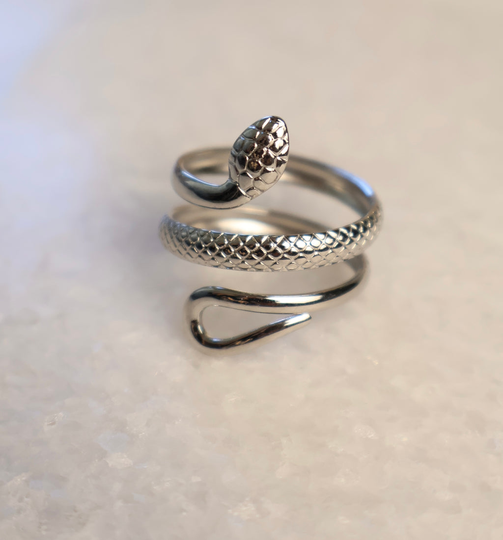 Silver Snake cz ring